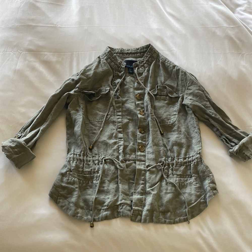Linen Military Green Jacket